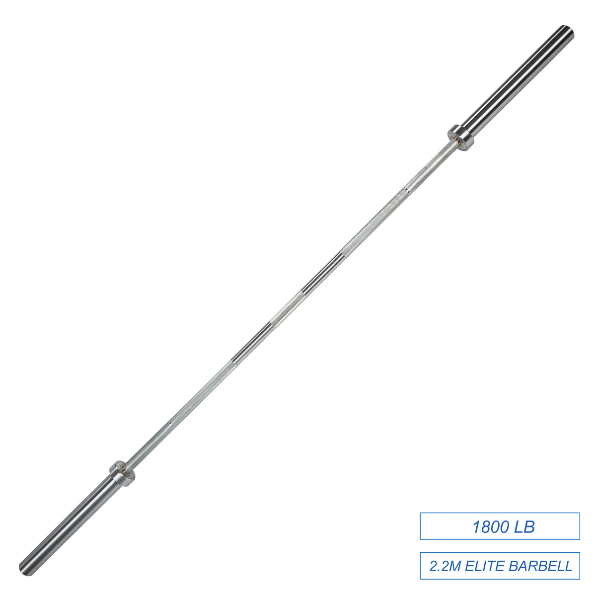 2.2M Elite Olympic Weight Barbell 20KG 1800LB Silver