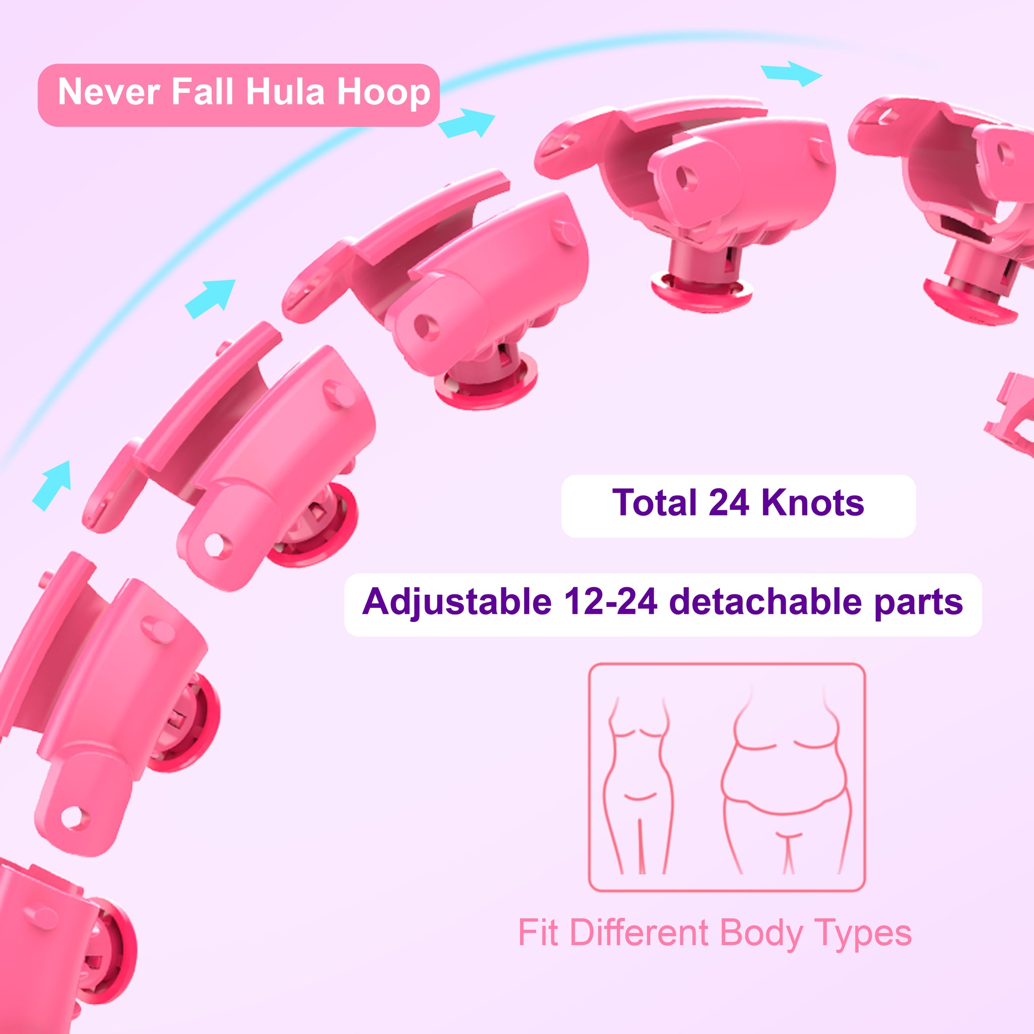 Smart Weighted Hula Hoop Never Fall Hula Hoop - Oli Joy Sports 