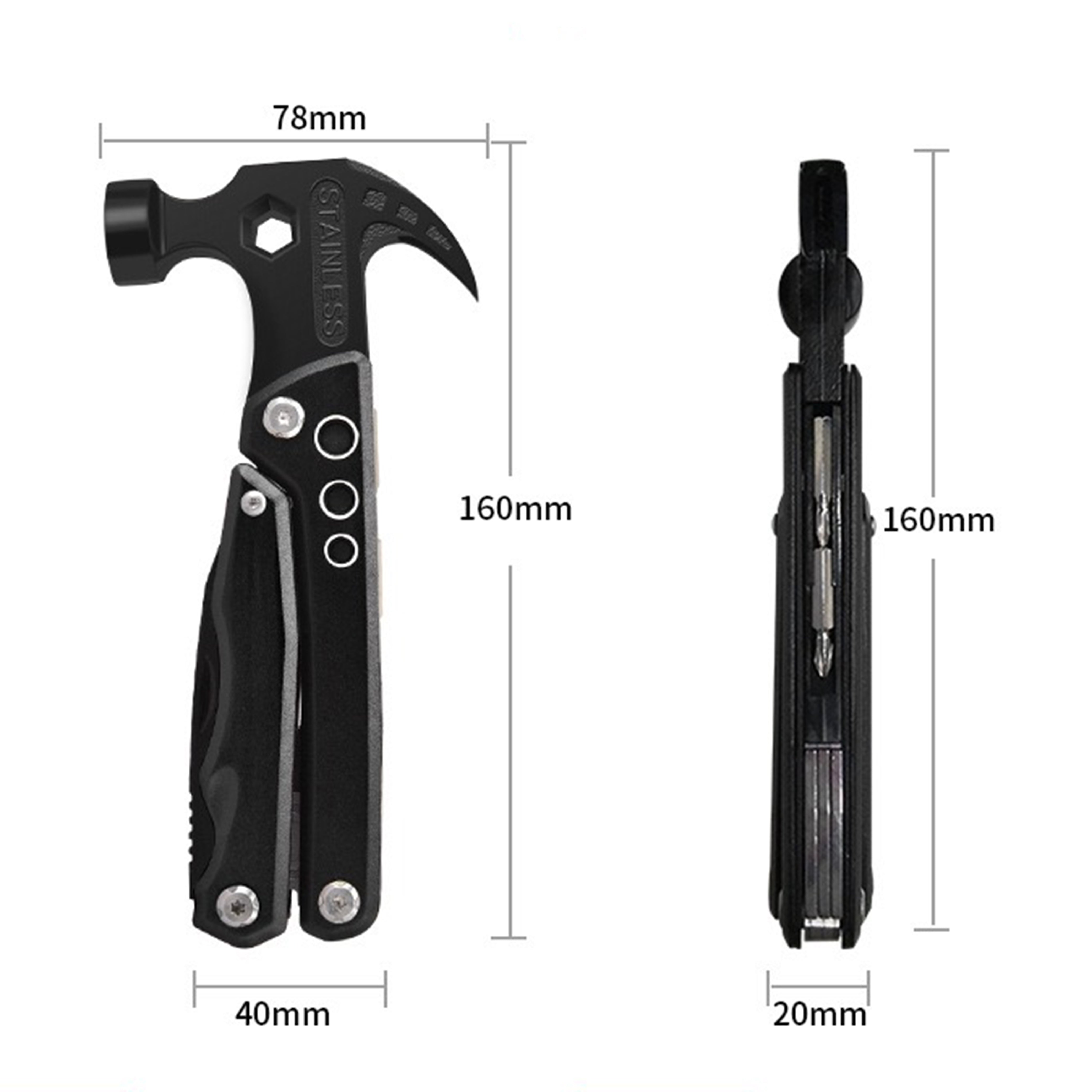 12 in 1 Multifunctional Pocket Tool Mini Hammer Multi Camping Tool - Oli Joy Sports 