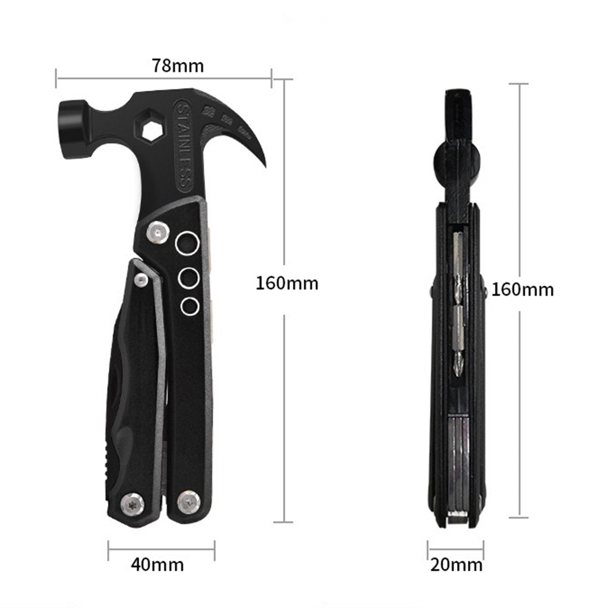12 in 1 Multifunctional Pocket Tool Mini Hammer Multi Camping Tool - Oli Joy Sports 