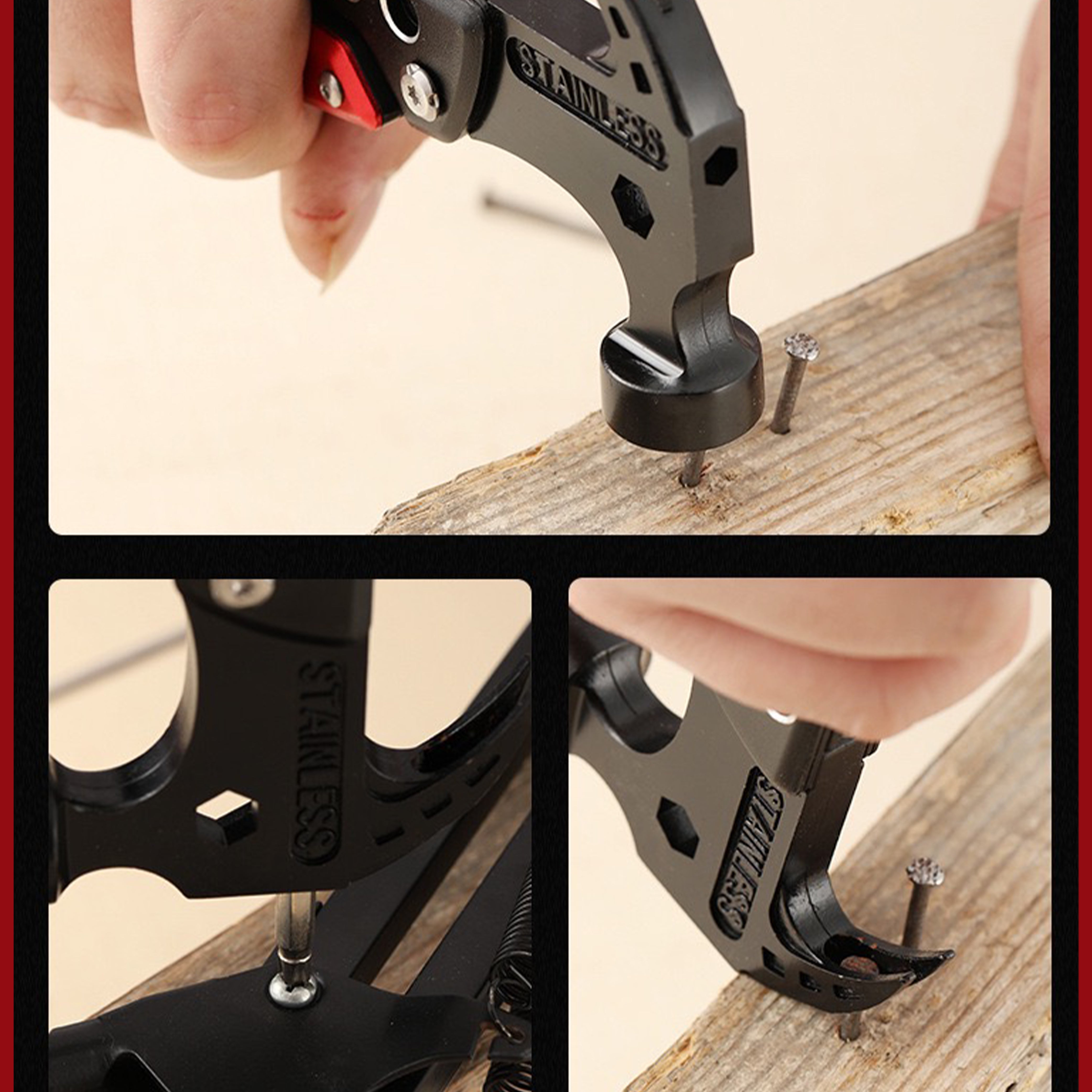 12 in 1 Multifunctional Pocket Tool Mini Hammer Multi Camping Tool - Oli Joy Sports 
