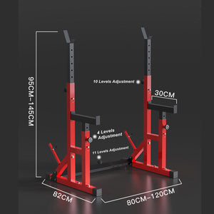 Adjustable Squat Rack Barbell Rack Bundle - Squat Rack & Premium Grade Bench