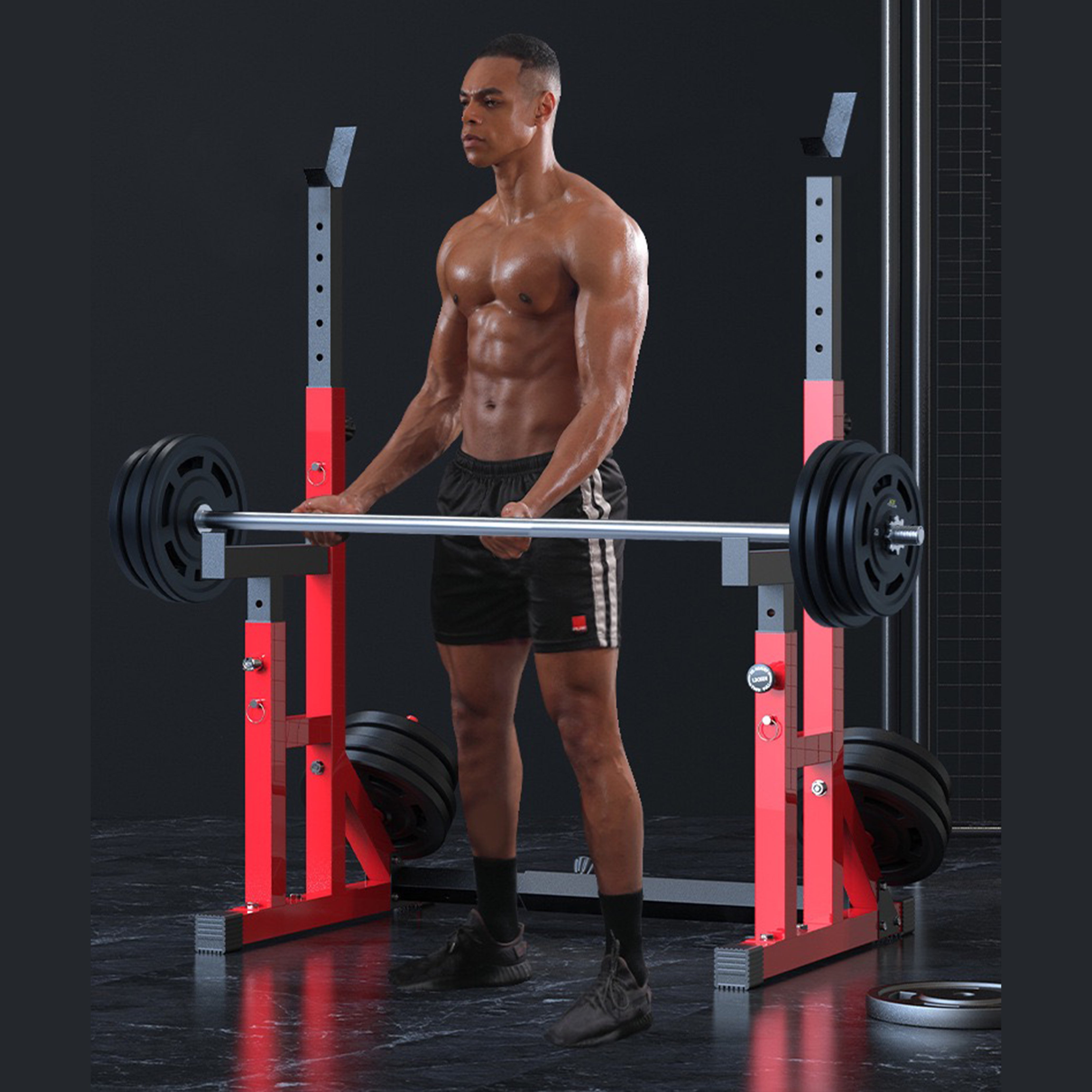 Pre Order Adjustable Squat Rack Barbell Rack Bundle - Squat Rack & Bench - Oli Joy Sports 