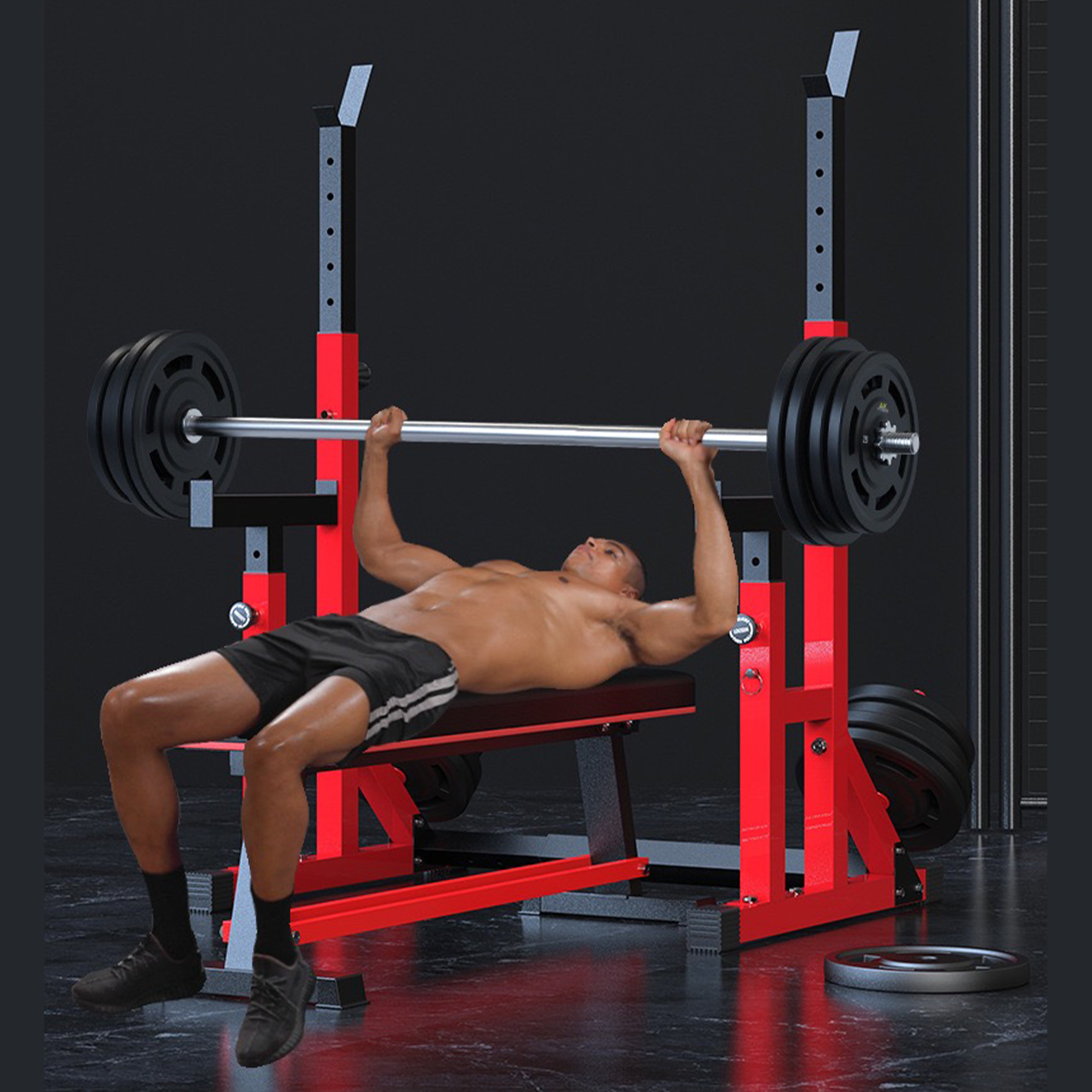 Pre Order Adjustable Squat Rack Barbell Rack Bundle - Squat Rack & Bench - Oli Joy Sports 