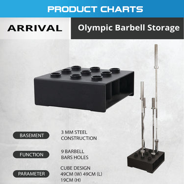 9 Bars Holder Olympic Vertical Barbell Storage Rack - Oli Joy Sports 