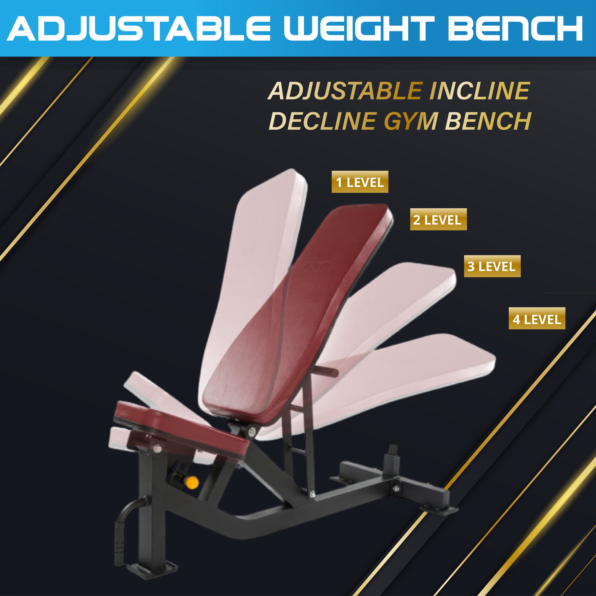 Commercial Adjustable Incline, Decline & Flat Bench - Oli Joy Sports 