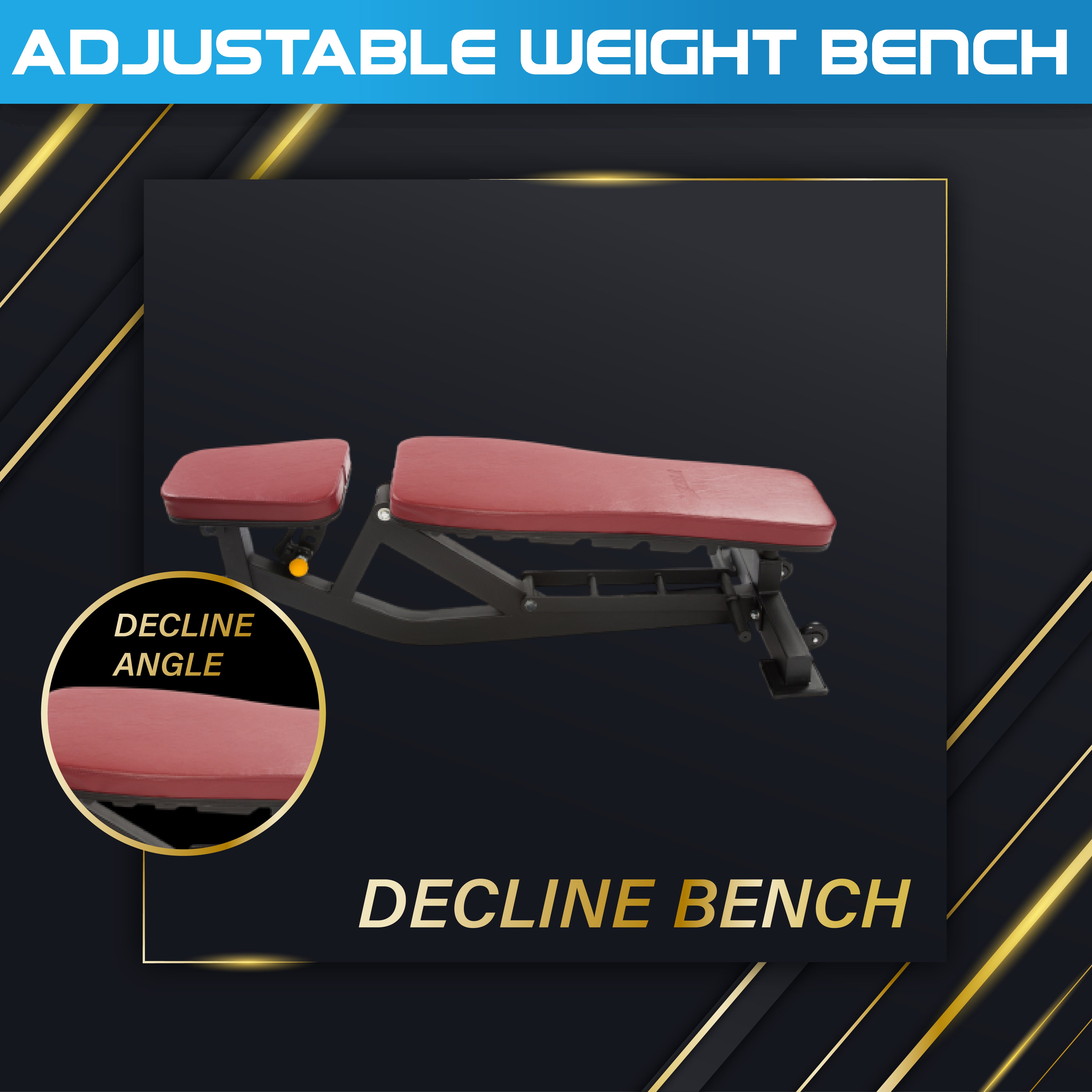 Commercial Adjustable Incline, Decline & Flat Bench - Oli Joy Sports 