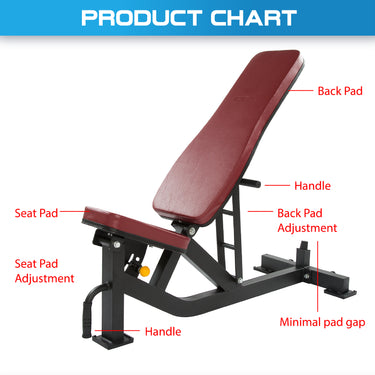 Commercial Adjustable Incline, Decline & Flat Bench - Oli Joy Sports 