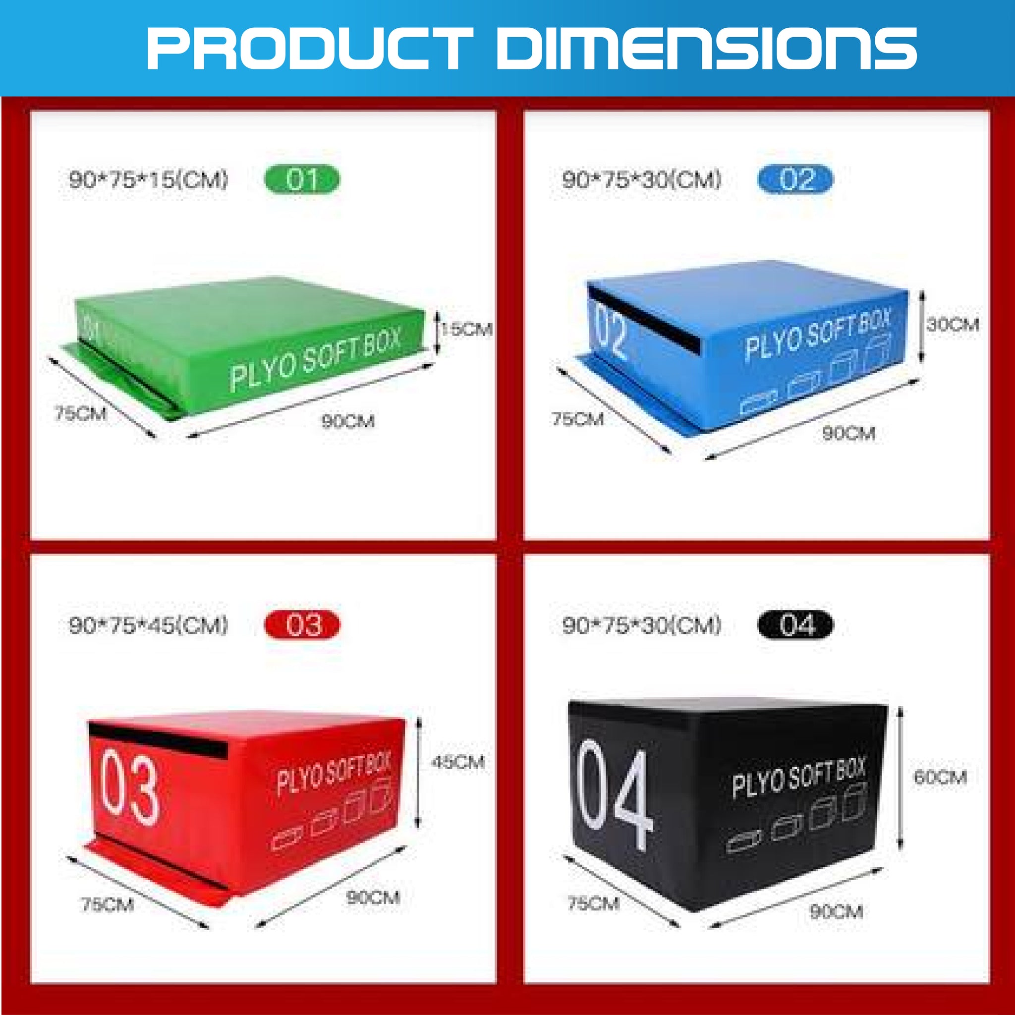Plyometric Box Soft Foam 4 Sizes Option - Oli Joy Sports 