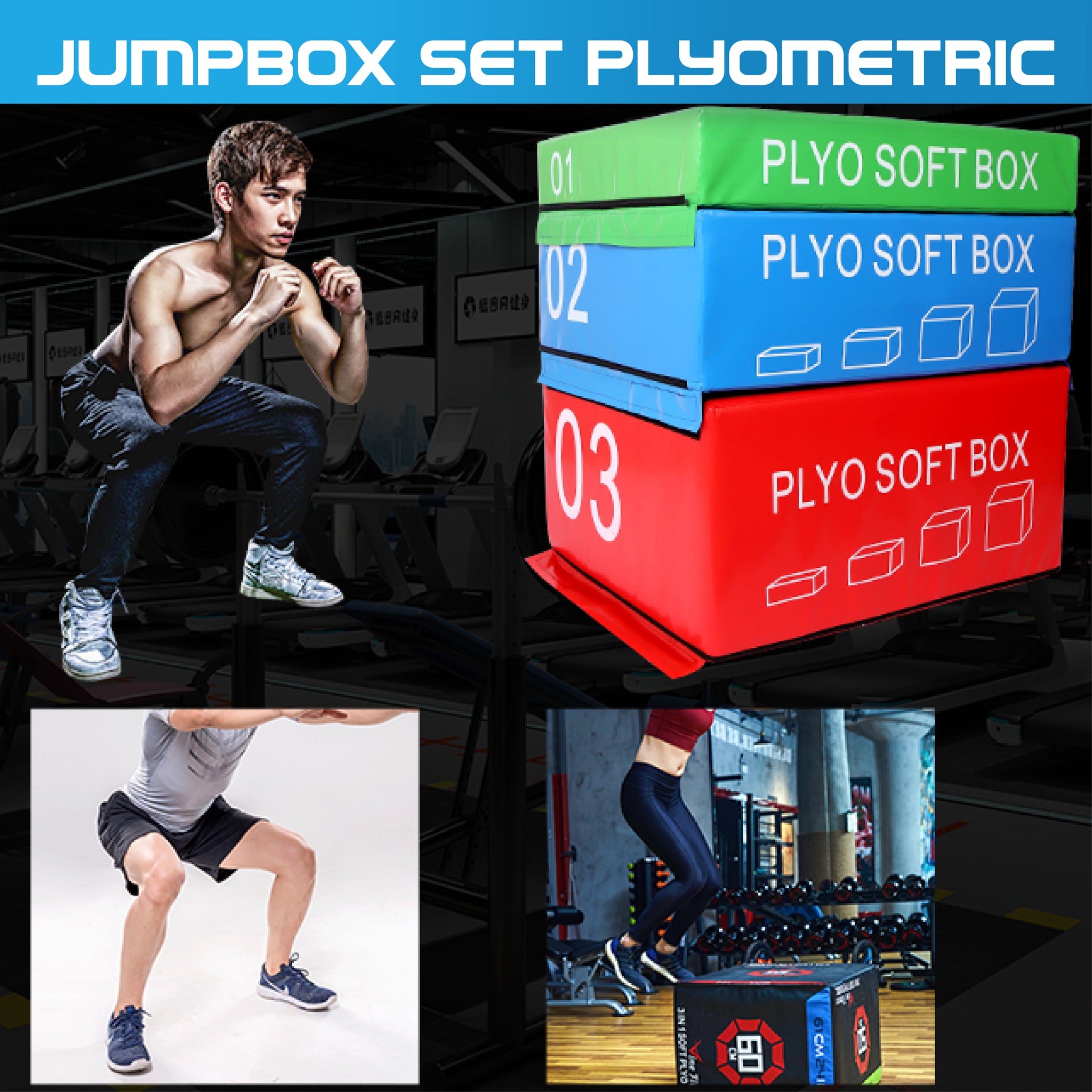 Plyometric Box Soft Foam 4 Sizes Option - Oli Joy Sports 