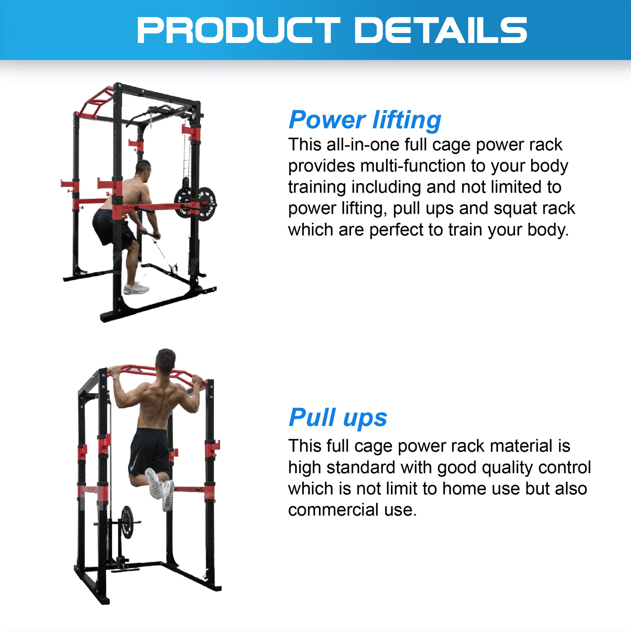 Commercial Grade Power Rack Cage - Oli Joy Sports 