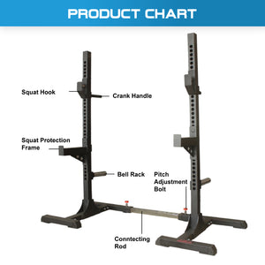 Pre Order Squat Rack Bundle - 100kg Black Bumper Weight Plates & Barbell & Bench