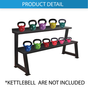 Powder Coated 2 Tiers Kettlebell Storage Weight Rack Gym Fitness