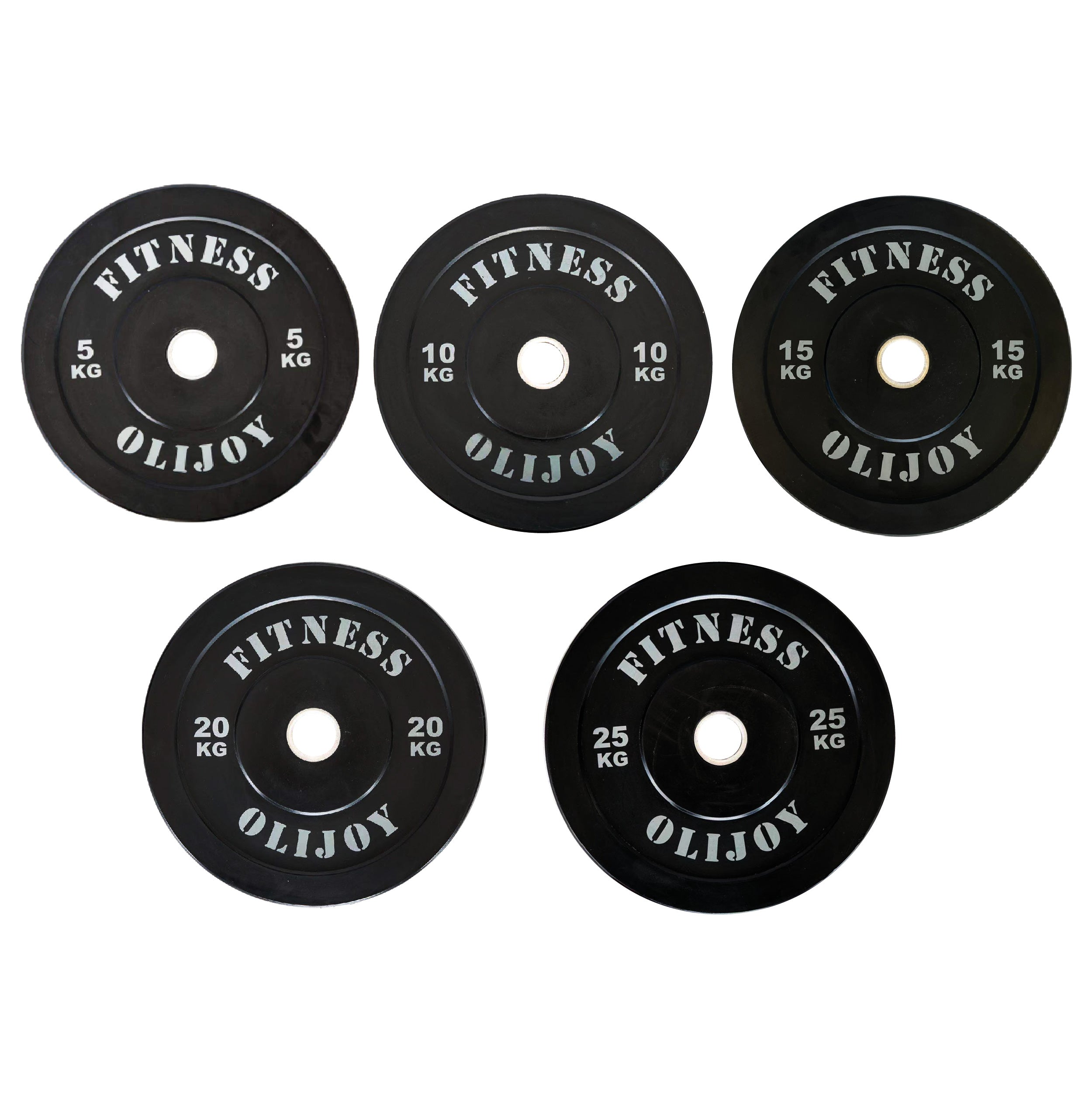 Olympic Rubber Bumper Plates (Black) 5/10/15/20/25kg - Oli Joy Sports 