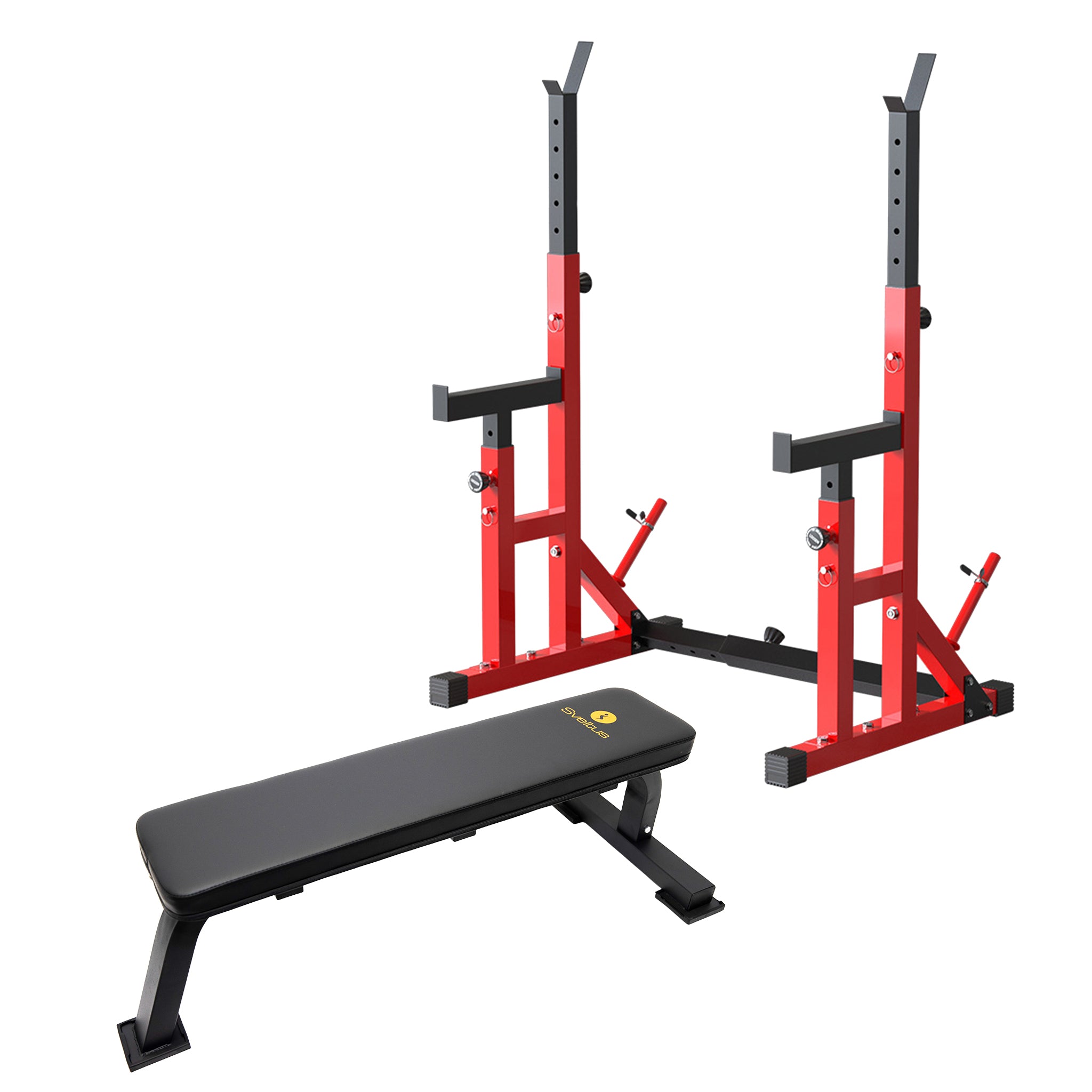 Pre Order Adjustable Squat Rack Barbell Rack Bundle - Squat Rack & Bench - Oli Joy Sports 