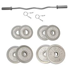 Load image into Gallery viewer, 50kg Cast Iron Weight Plates &amp; Barbell Bundle (1.2m bar)
