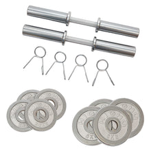 Load image into Gallery viewer, 30kg Cast Iron Weight Plates &amp; Dumbbell Handles Bundle
