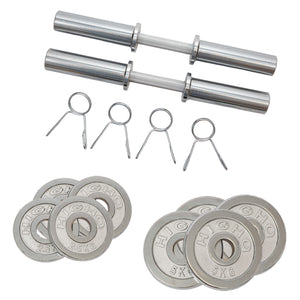 30kg Cast Iron Weight Plates & Dumbbell Handles Bundle