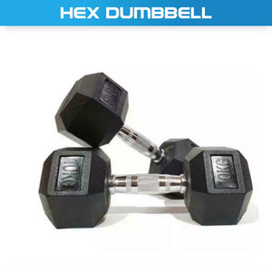 Rubber Hex Dumbbell (2.5kg-50kg/ 2.5kg increments)