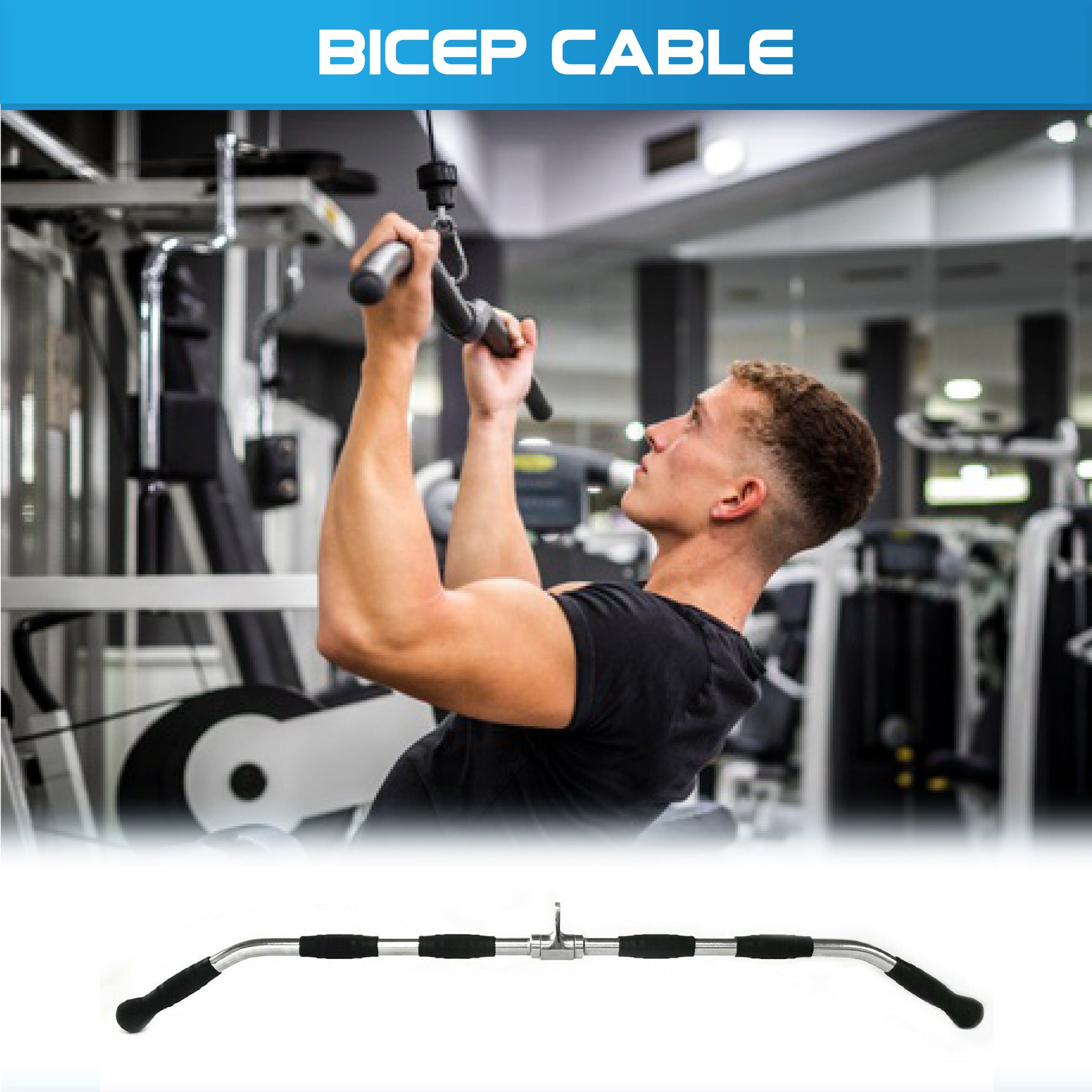 Pre Order Lat Pull-Down Bar Cable Attachment - Oli Joy Sports 