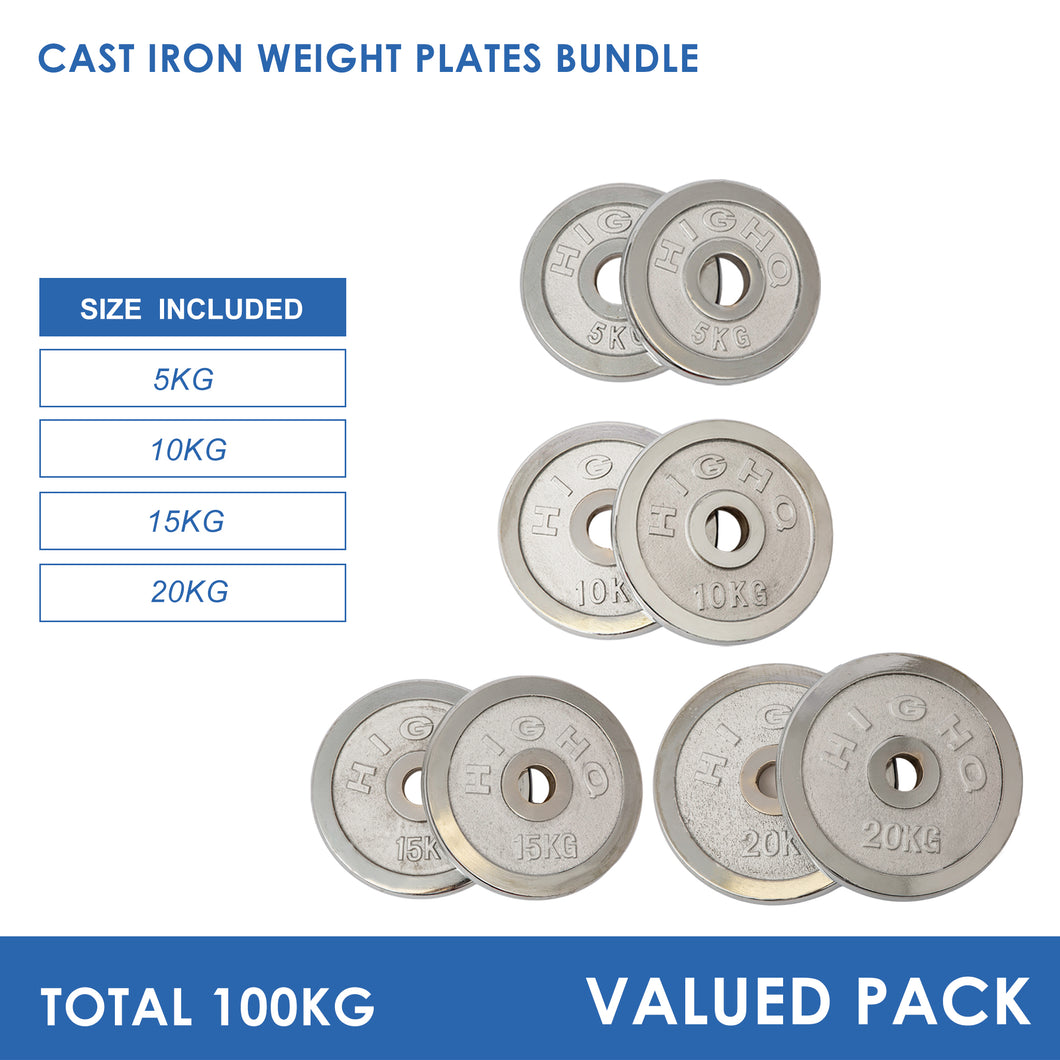 100kg Cast Iron Plates Bundle (5/10/15/20)