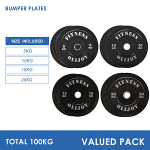 100kg Black Bumper Plates Bundle (5/10/15/20)