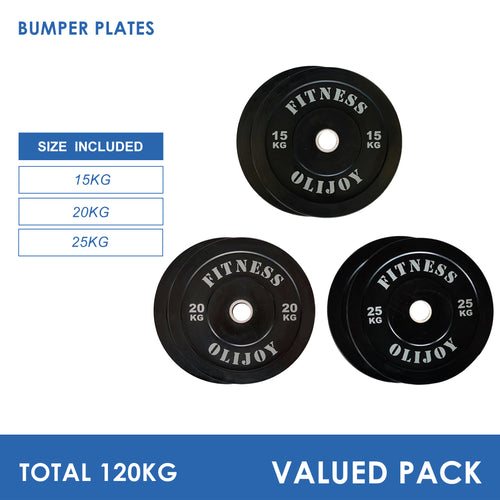 120kg Black Bumper Plates Bundle (15/20/25) - Oli Joy Sports 