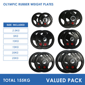 155kg Olympic Weight Plates Bundle (2.5/5/10/15/20/25)