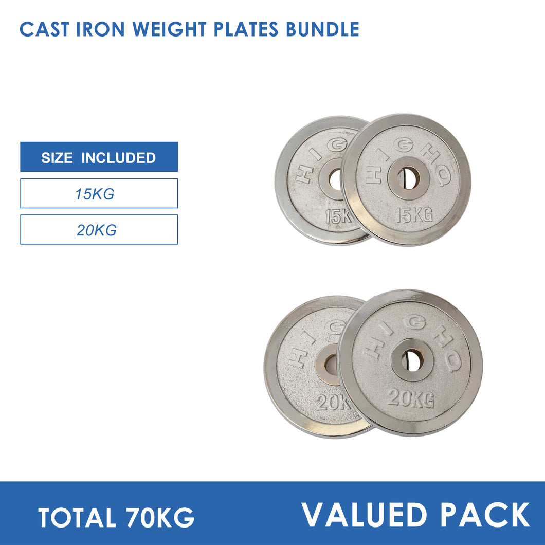 70kg Cast Iron Weight Plates Bundle