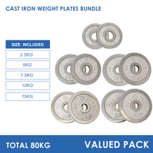 Load image into Gallery viewer, 80kg Cast Iron Plates Bundle (2.5/5/7.5/10/15)
