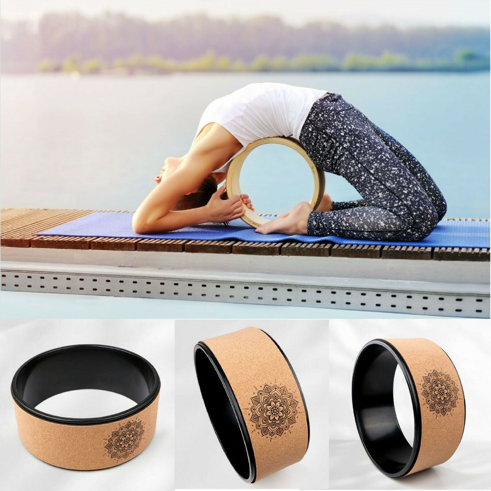Cork Yoga Pilates Wheel - Oli Joy Sports 