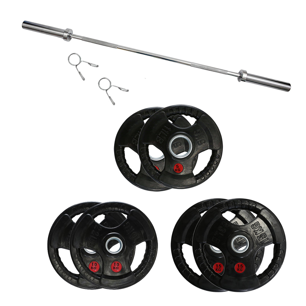 60kg Olympic Weight Plates & Barbell Bundle (1.8m bar) – Oli Joy Sports